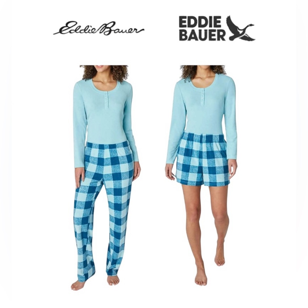 NWT Eddie Bauer Women's 3-Piece Waffle Fleece Knit Pajama Set XL